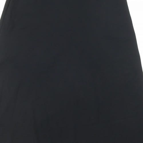 Marks and Spencer Womens Black Polyester A-Line Skirt Size 16 Zip - Belt included