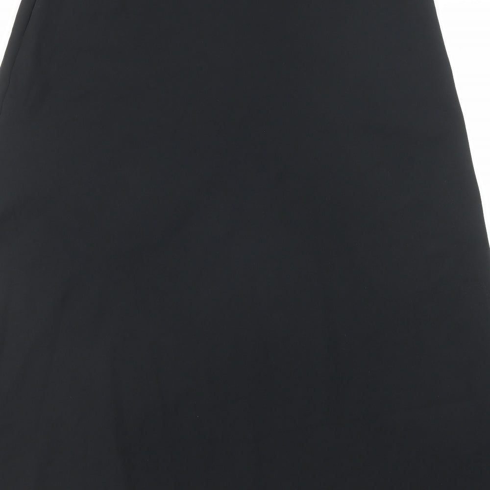 Marks and Spencer Womens Black Polyester A-Line Skirt Size 16 Zip - Belt included