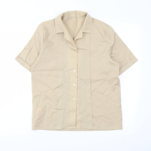 St Michael Womens Beige Polyester Basic Button-Up Size 10 Collared