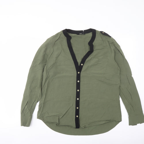 Oasis Womens Gold Viscose Basic Button-Up Size 14 V-Neck