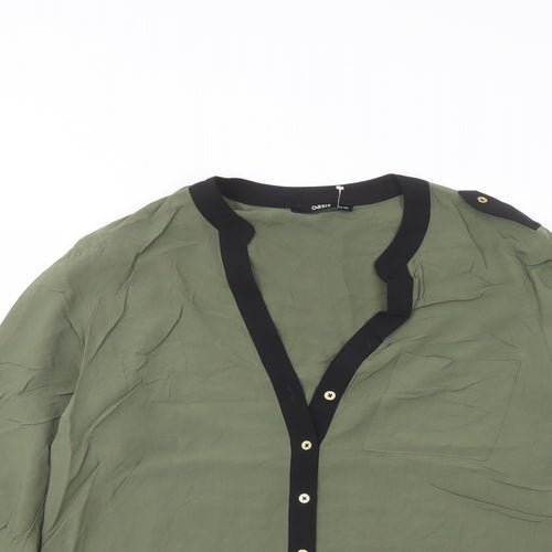 Oasis Womens Gold Viscose Basic Button-Up Size 14 V-Neck