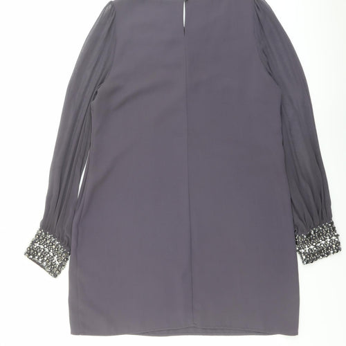 Warehouse Womens Grey Polyester A-Line Size 16 Round Neck Button