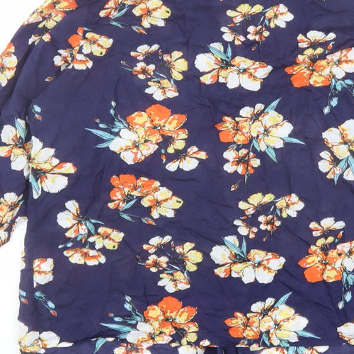 ASOS Womens Blue Floral Modal Basic Button-Up Size 12 Collared