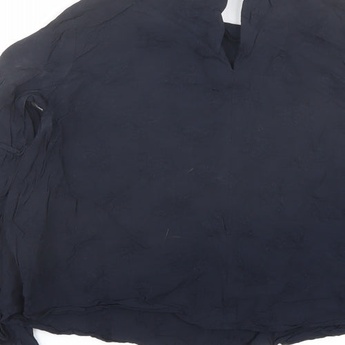 Topshop Womens Blue Viscose Basic Blouse Size 6 Round Neck