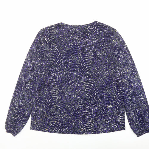 Kim&Co Womens Purple Polyester Basic Blouse Size XL Round Neck