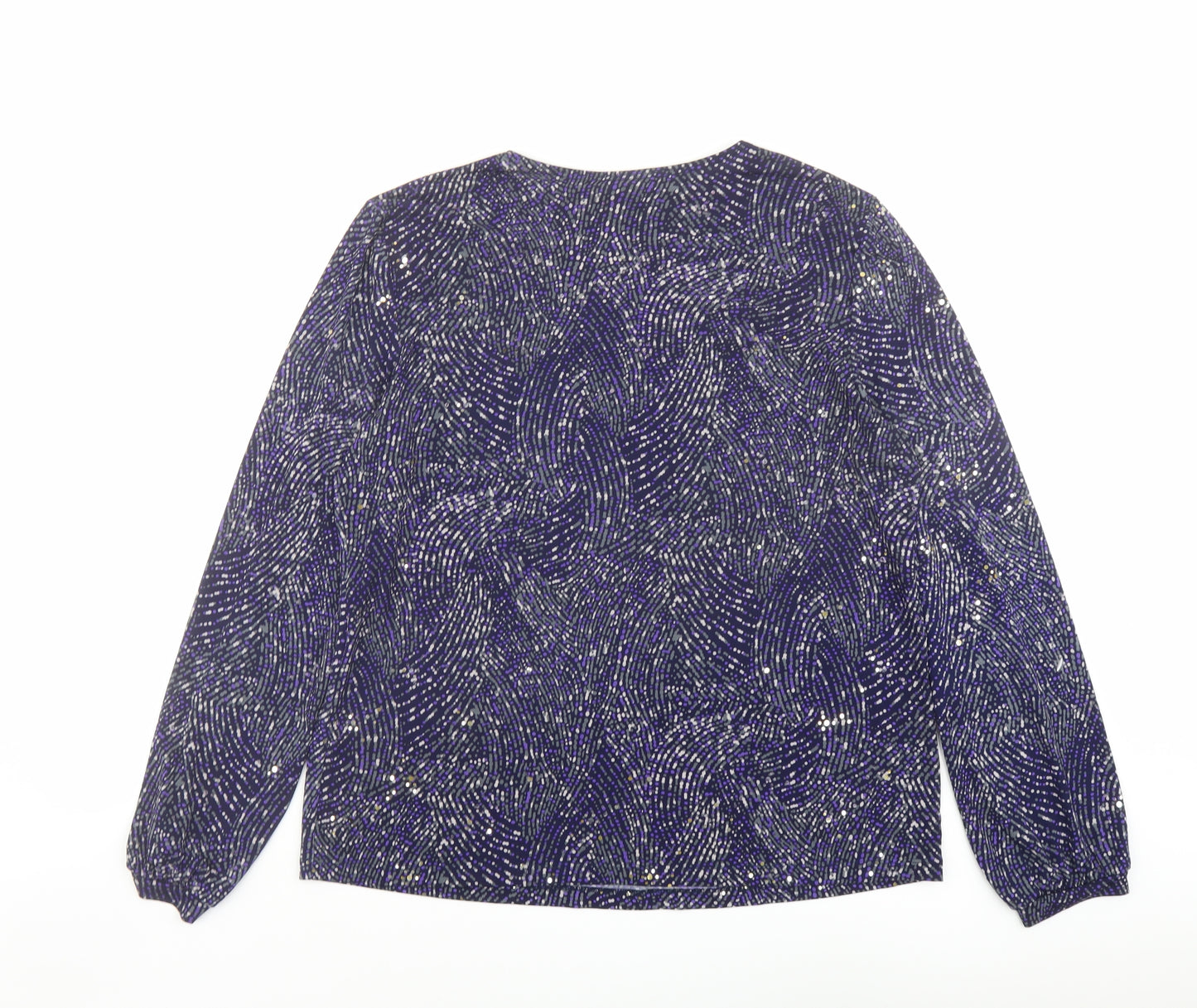 Kim&Co Womens Purple Polyester Basic Blouse Size XL Round Neck