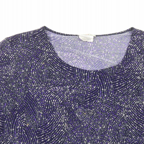 Kim&Co Womens Purple Polyester Basic Blouse Size XL Round Neck