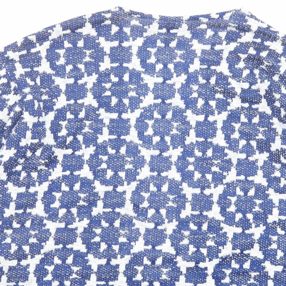 H&M Womens Blue Geometric Jacket Coatigan Size XS