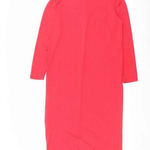 Zara Womens Red Polyester A-Line Size M Round Neck Pullover