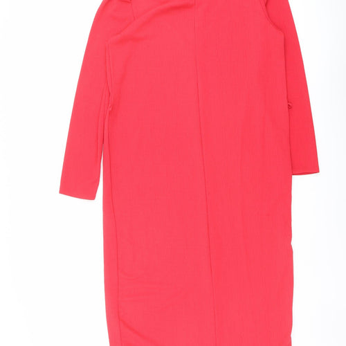 Zara Womens Red Polyester A-Line Size M Round Neck Pullover