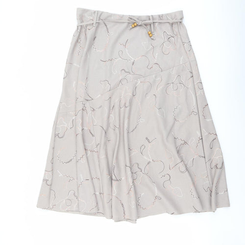 Saloos Womens Beige Geometric Polyester Swing Skirt Size 34 in Drawstring