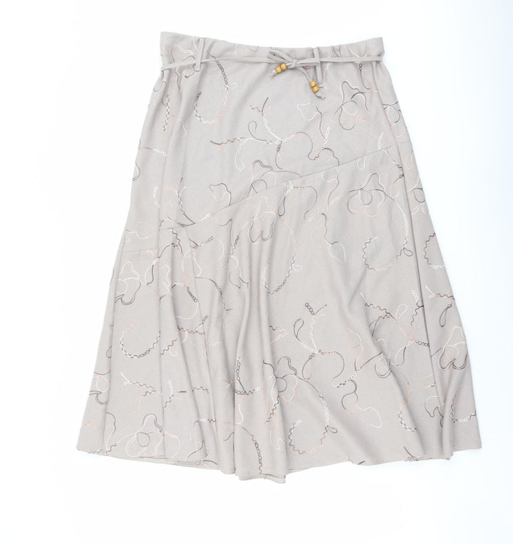 Saloos Womens Beige Geometric Polyester Swing Skirt Size 34 in Drawstring