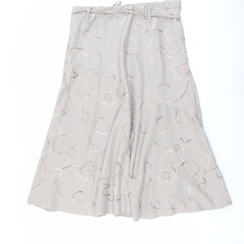 Saloos Womens Beige Geometric Polyester Swing Skirt Size 34 in Drawstring
