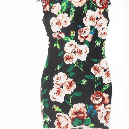 AX Paris Womens Multicoloured Floral Polyester Shift Size 8 Round Neck Zip - Roses