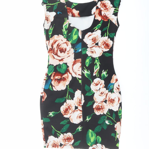 AX Paris Womens Multicoloured Floral Polyester Shift Size 8 Round Neck Zip - Roses
