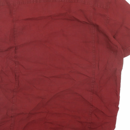 Banana Republic Mens Red Linen Button-Up Size M Collared Button
