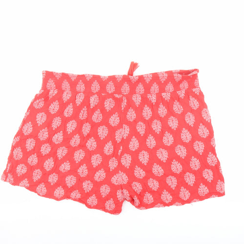 Bonmarché Womens Red Geometric Viscose Bermuda Shorts Size 22 L4 in Regular Pull On