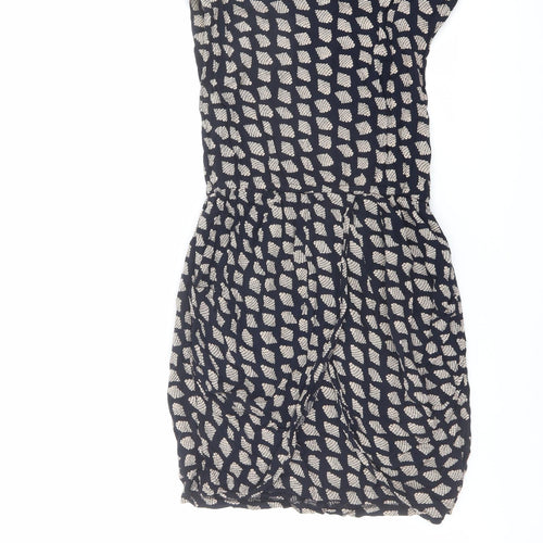 AX Paris Womens Blue Geometric Cotton A-Line Size 12 Boat Neck Pullover