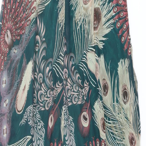 Tenki Womens Green Geometric Polyester Jumpsuit One-Piece Size XL Zip - Peacock Feather