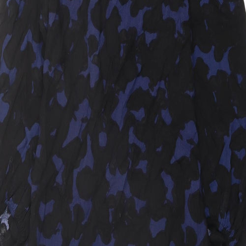 New Look Womens Black Geometric Viscose A-Line Size 12 Mock Neck Button