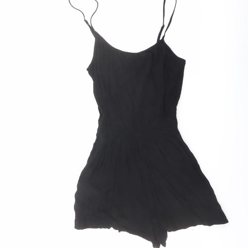 H&M Womens Black Viscose Playsuit One-Piece Size 8 Zip