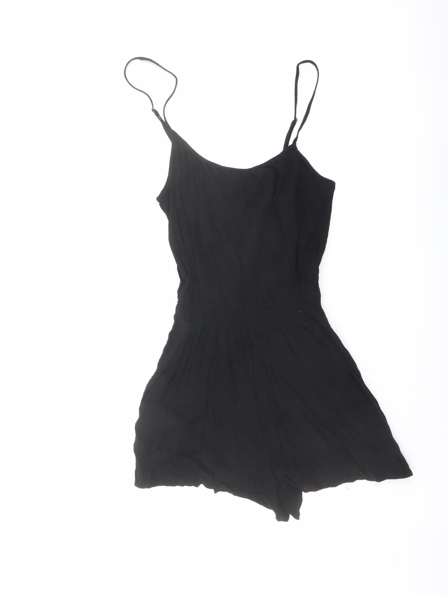 H&M Womens Black Viscose Playsuit One-Piece Size 8 Zip
