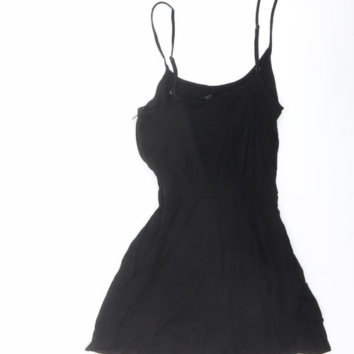 H&M Womens Black Viscose Playsuit One-Piece Size 8 Zip