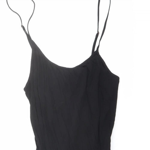 H&M Womens Black Viscose Playsuit One-Piece Size 8 Zip