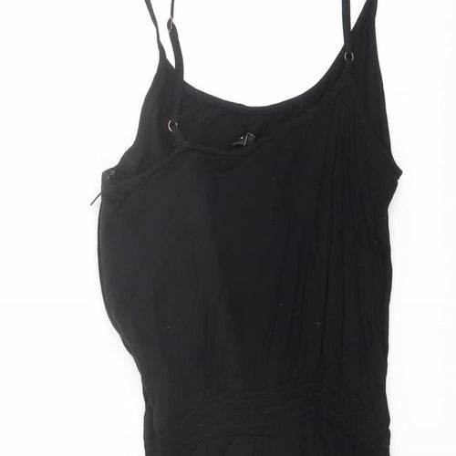 H&M Womens Black Viscose Playsuit One-Piece Size 8 Zip