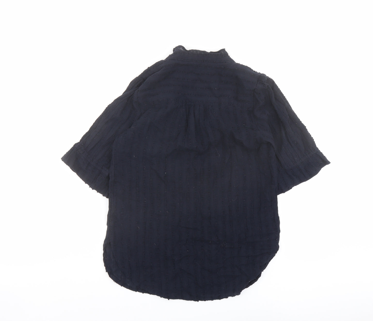 Anthropologie Womens Blue Striped Cotton Basic Button-Up Size 6 V-Neck