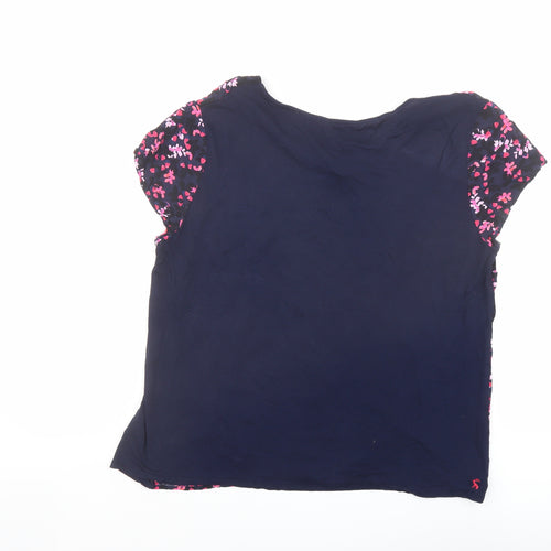Joules Womens Multicoloured Floral Viscose Basic T-Shirt Size 16 V-Neck