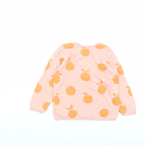 H&M Girls Pink Geometric Polyamide Pullover Jumper Size 12-18 Months Button - Fruit Print