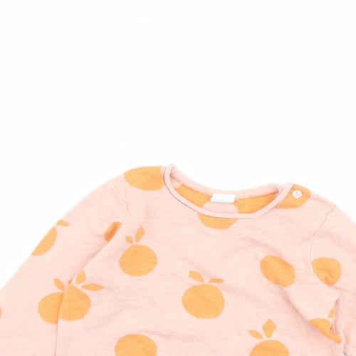 H&M Girls Pink Geometric Polyamide Pullover Jumper Size 12-18 Months Button - Fruit Print