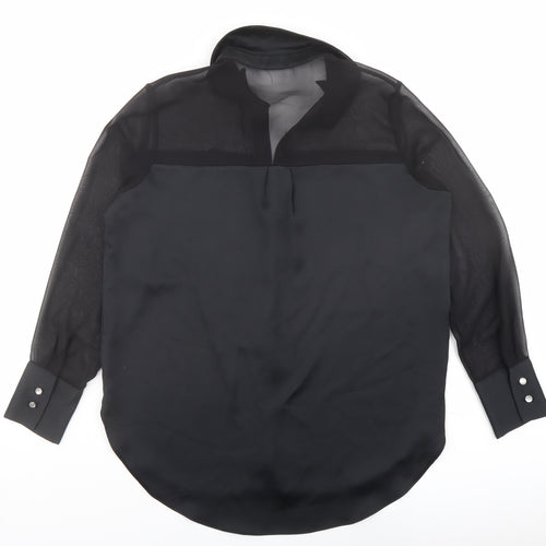 River Island Womens Black Polyester Basic Button-Up Size 10 Collared
