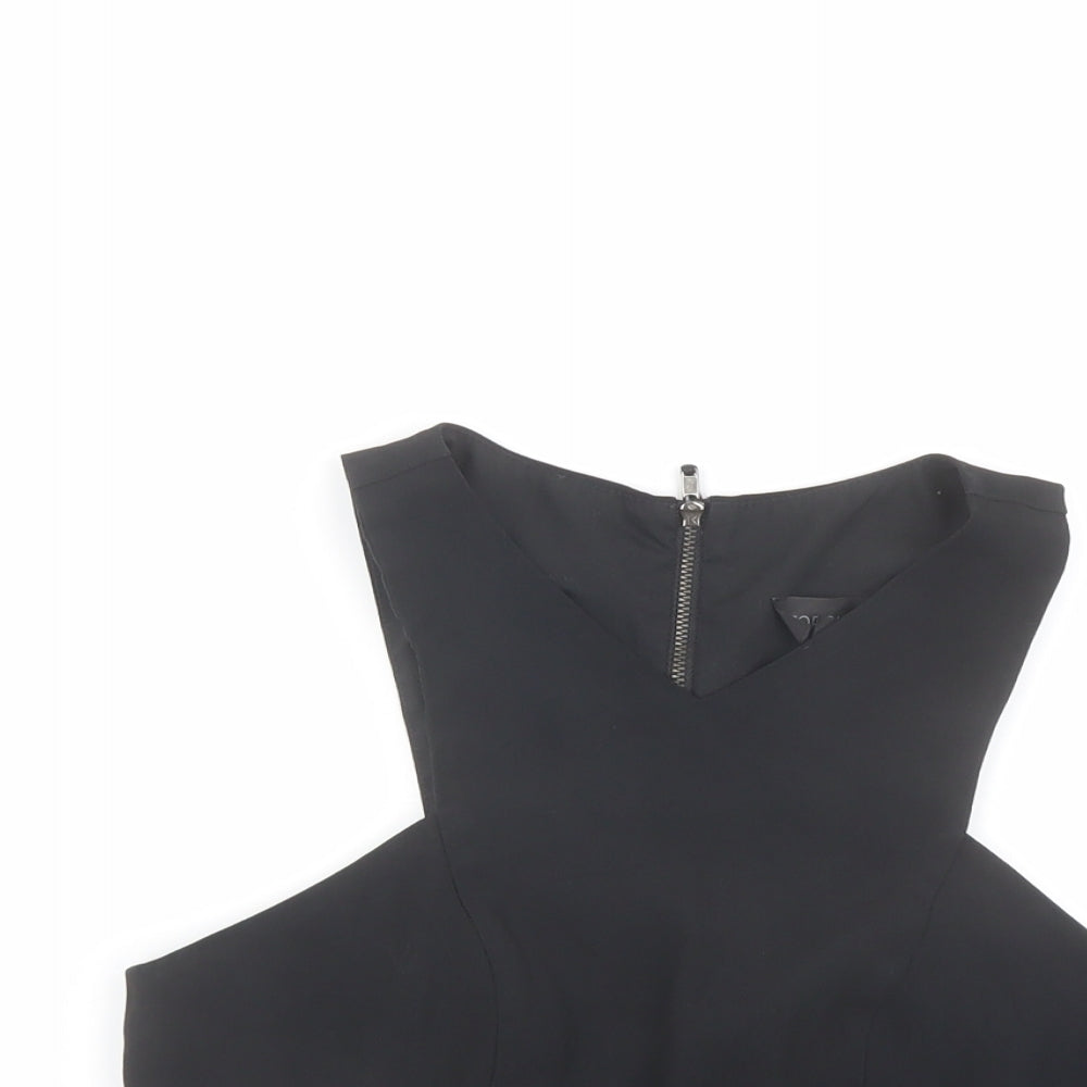 Topshop Womens Black Acetate Cropped Tank Size 10 V-Neck