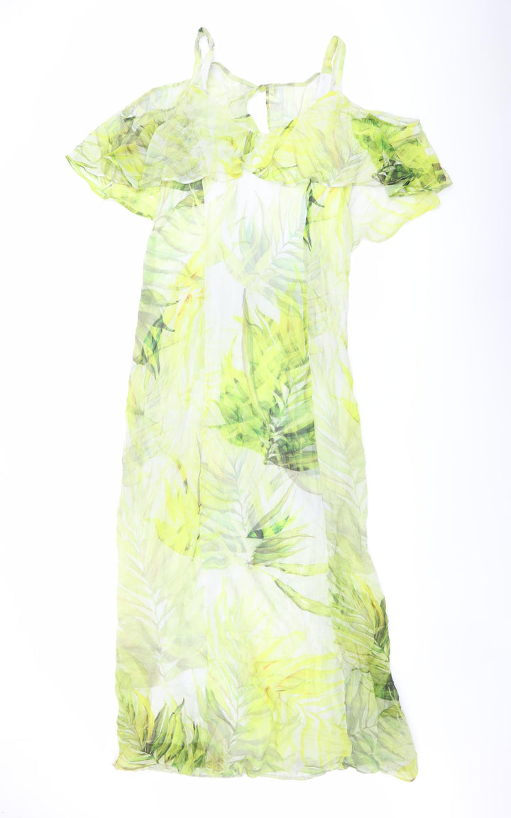 Roman Womens Green Geometric Polyester A-Line Size 10 Round Neck Zip - Cold Shoulders