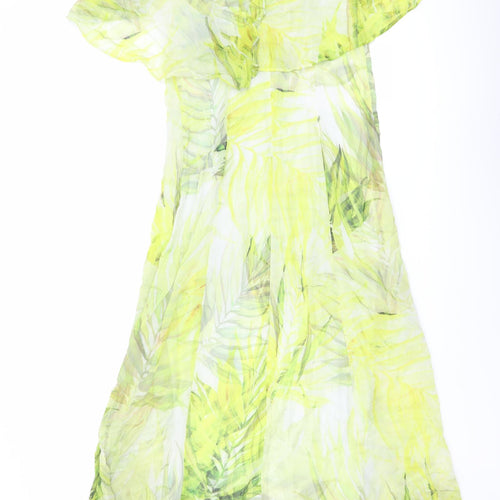 Roman Womens Green Geometric Polyester A-Line Size 10 Round Neck Zip - Cold Shoulders