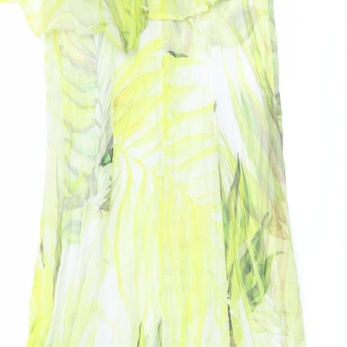 Roman Womens Green Geometric Polyester A-Line Size 10 Round Neck Zip - Cold Shoulders