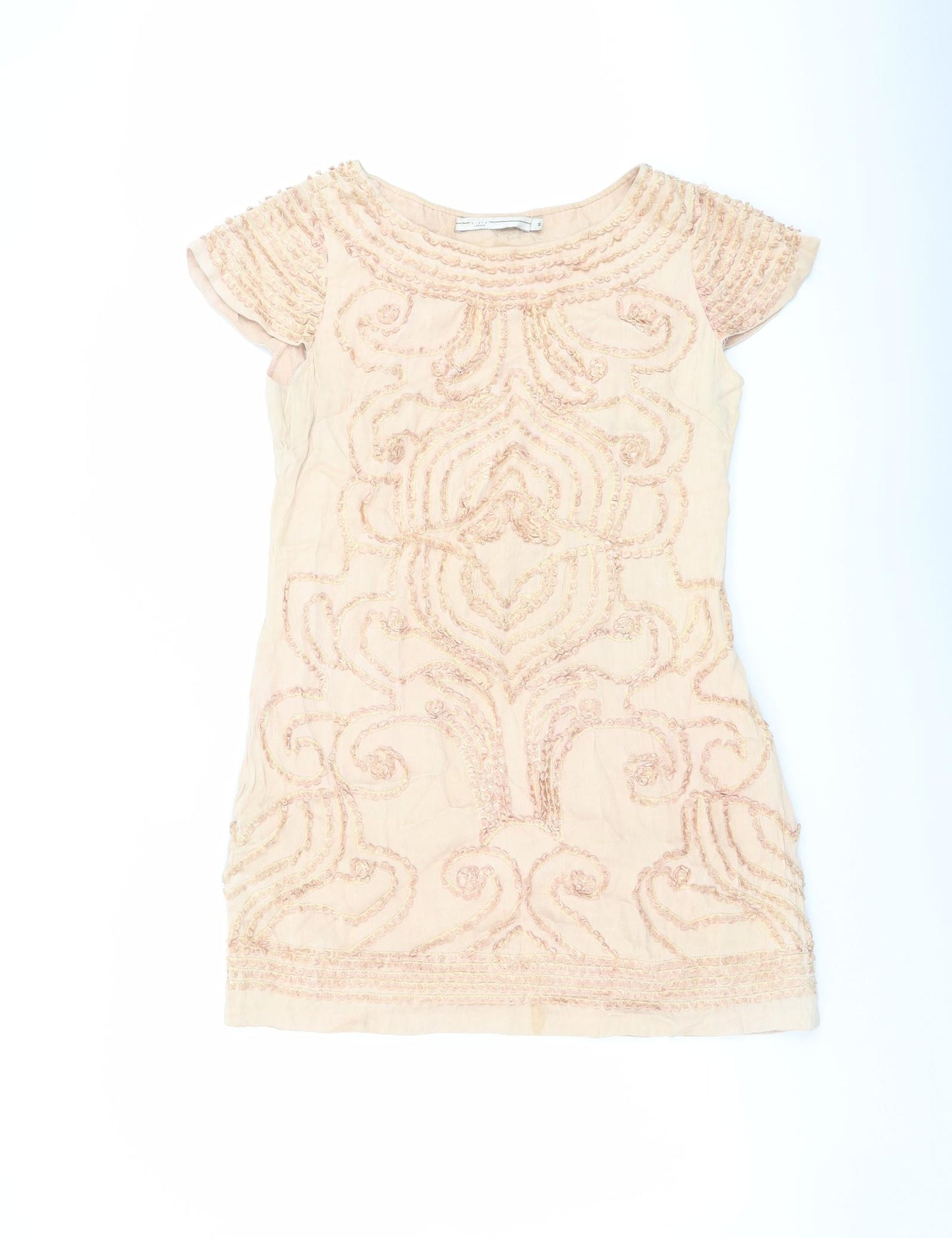 Blank Womens Pink Silk A-Line Size M Round Neck Zip