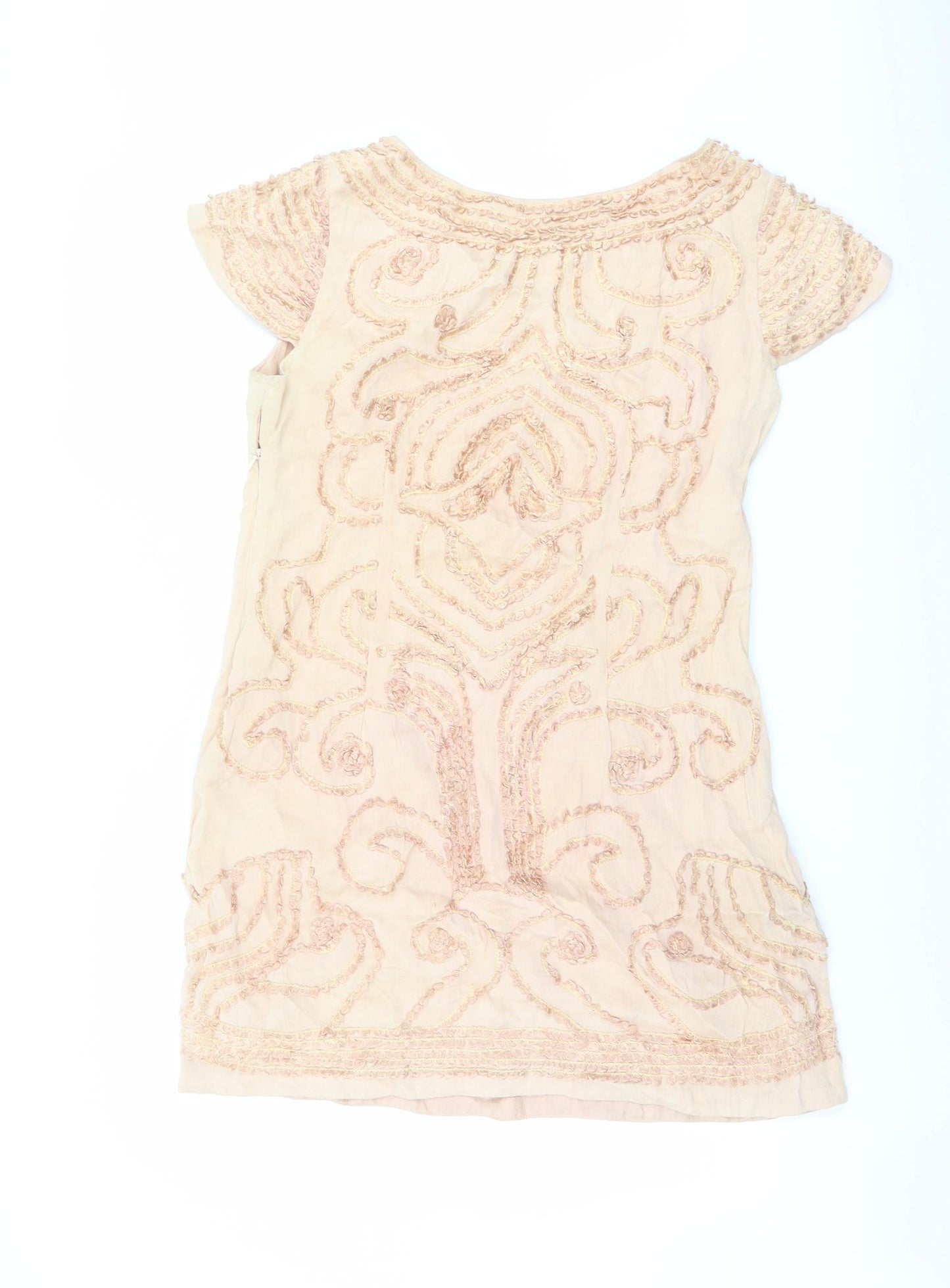 Blank Womens Pink Silk A-Line Size M Round Neck Zip