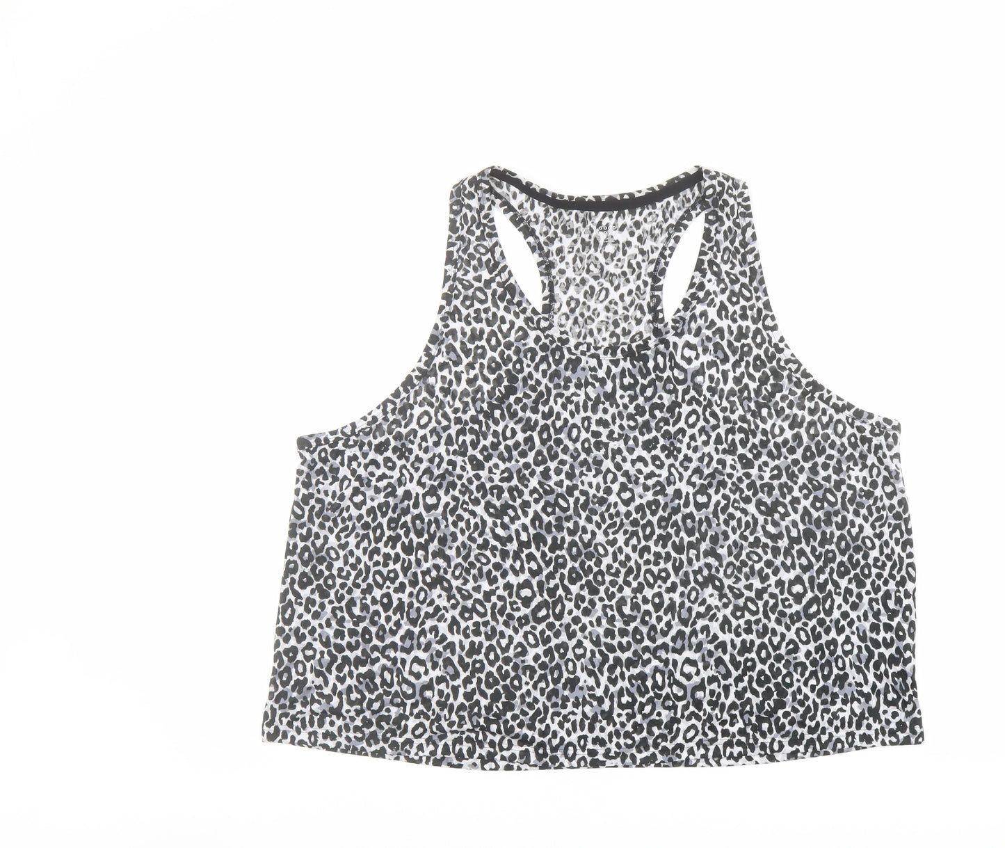 Marks and Spencer Womens Grey Animal Print Polyester Basic Tank Size 24 Round Neck Pullover - Leopard Print