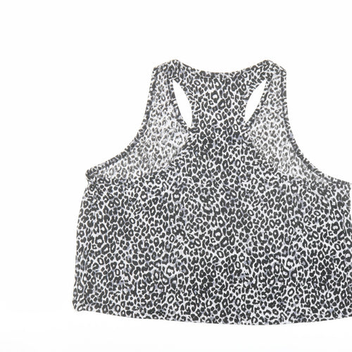 Marks and Spencer Womens Grey Animal Print Polyester Basic Tank Size 24 Round Neck Pullover - Leopard Print