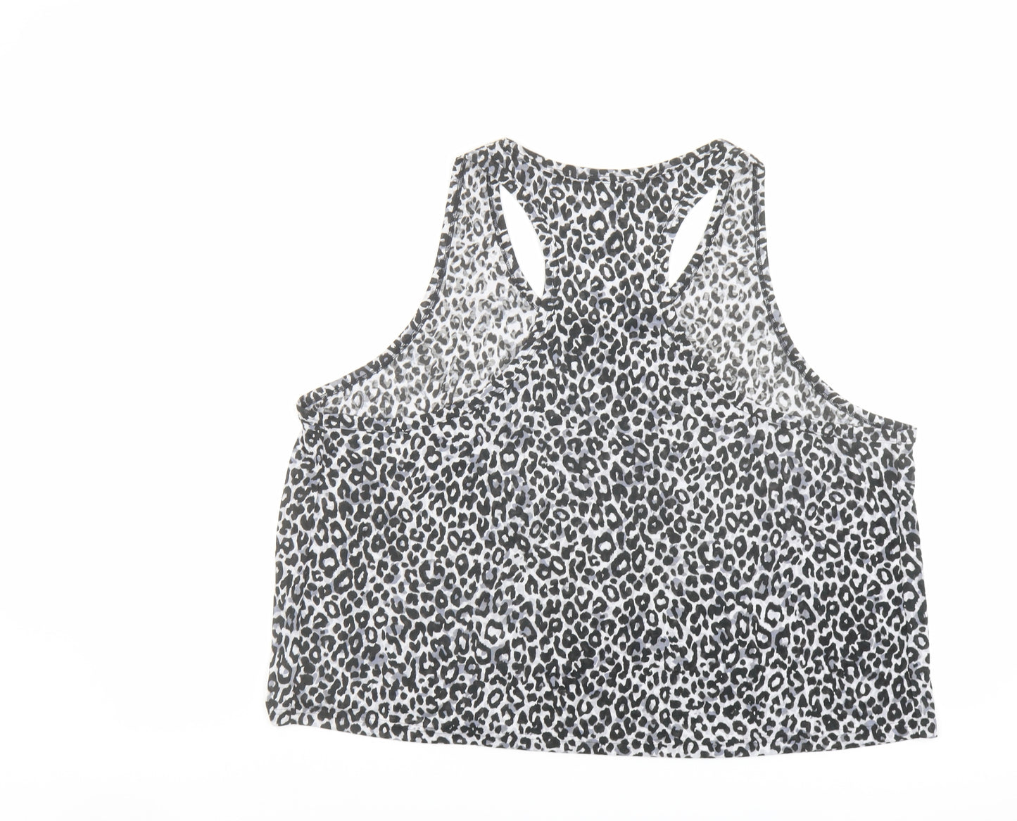 Marks and Spencer Womens Grey Animal Print Polyester Basic Tank Size 24 Round Neck Pullover - Leopard Print