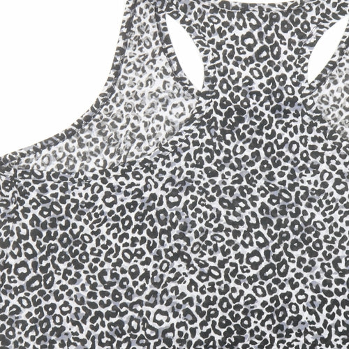 Marks and Spencer Womens Grey Animal Print Polyester Basic Tank Size 24 Round Neck Pullover - Leopard Print