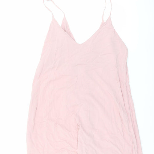Topshop Womens Pink Viscose A-Line Size 14 V-Neck Button
