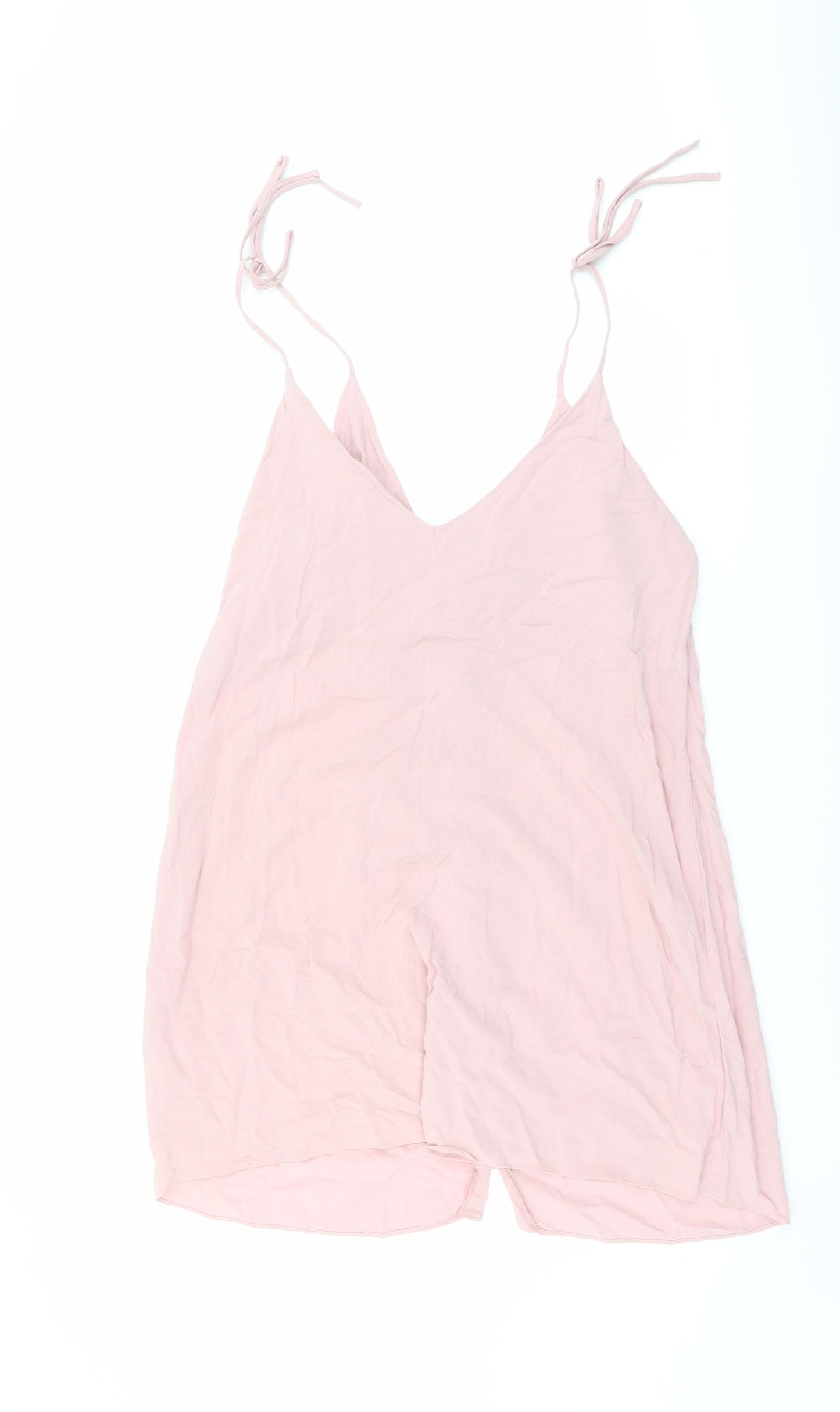Topshop Womens Pink Viscose A-Line Size 14 V-Neck Button