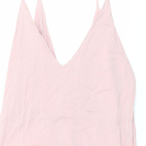 Topshop Womens Pink Viscose A-Line Size 14 V-Neck Button