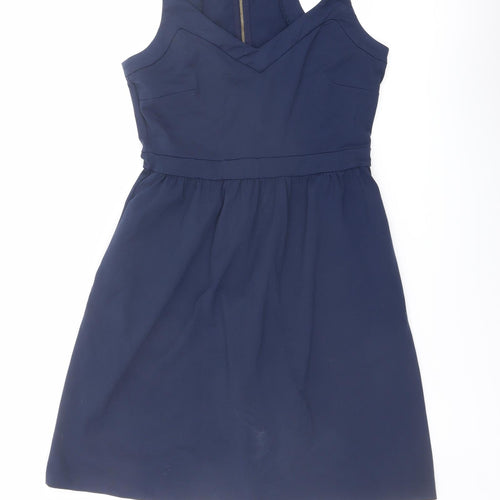 Cynthia Rowley Womens Blue Nylon A-Line Size M V-Neck Zip