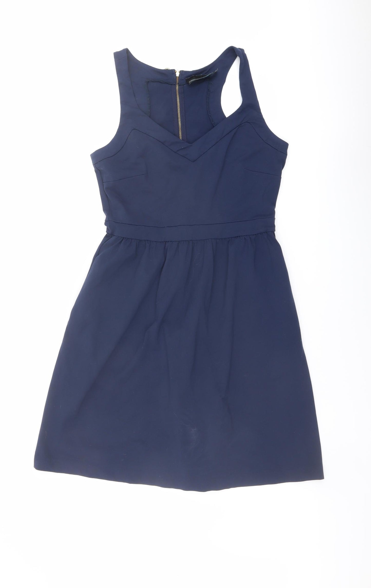 Cynthia Rowley Womens Blue Nylon A-Line Size M V-Neck Zip