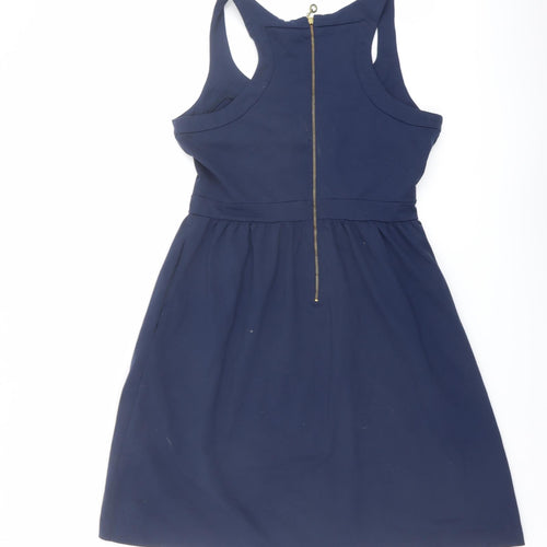 Cynthia Rowley Womens Blue Nylon A-Line Size M V-Neck Zip